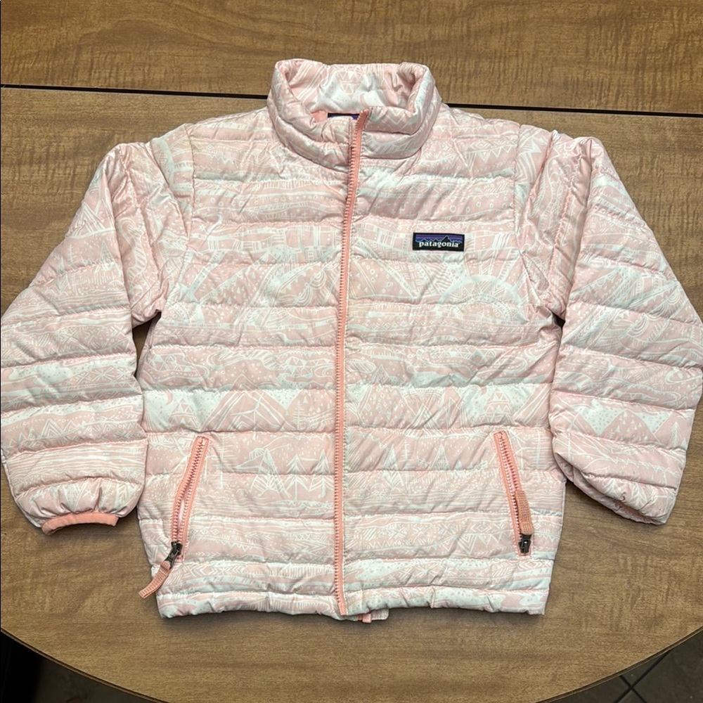 Patagonia Worn Wear Pink and White Baby Down Sweater